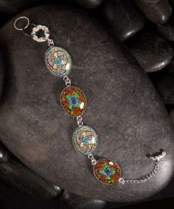 Celtic Stained Glass Art Silver Charm Bracelet BR 16  