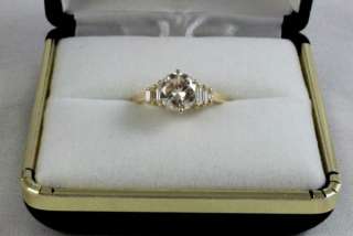 54 CT RD Baguette Diamond Engagement Ring 14K Y Gold  