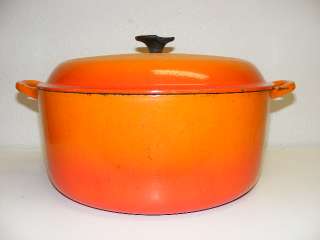 Le Creuset Vintage Dutch Oven Pot 8 Qt Orange Roasting 12 Cast Iron 