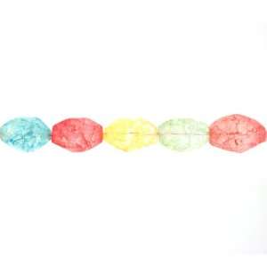 Beads   Natural Multicolor Cracked Crystal  Nugget Faceted   28mm 