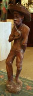  1900s Hand Carved African American Folk Art Sculpture Smoker  
