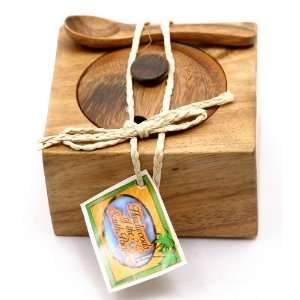  Hawaii Wood Keepsake Box Pot with Lid and Spoon: Kitchen 