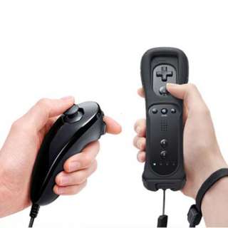 Contoured to perfectly fit a player`s hand, the Nunchuck controller 