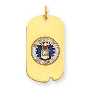    14k Gold Enameled U.S. Air Force Logo Dog Tag Charm: Jewelry