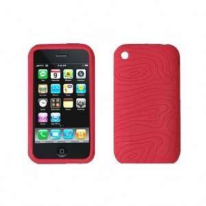  iPhone 3G 3GS   Premium Red Textured Silicone Soft Skin 