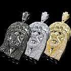   Black/Rhodium Plated Iced Out CZ Rapper Jesus Face Pendant Bling Charm