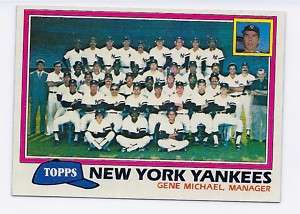 1981 TOPPS NEW YORK YANKEES TEAM CARD #670 VENDING MINT  
