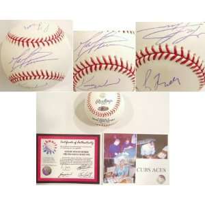 Kerry Wood, Mark Prior and Greg Maddux Triple Autographed Official MLB 