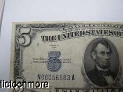 US 1934 C $5 FIVE DOLLAR BILL SILVER CERTIFICATE BLUE SEAL SMALL NOTE 