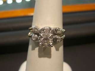 ANTIQUE   VINTAGE DIAMOND 14 KARAT ENGAGEMENT RING SET FROM 1930s WOW 