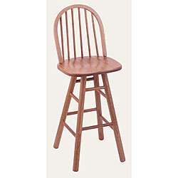   Back 24 inch Counter Swivel Stool with Medium Oak Seat  Overstock