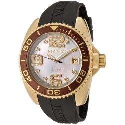 Invicta Womens Angel White Crystal MOP Dial Dark White Rubber Watch 