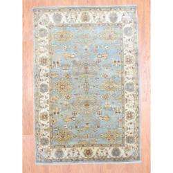    knotted Oushak Light Blue/ Ivory Wool Rug (6 x 89)  Overstock