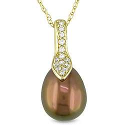   Brown Pearl and 1/10ct TDW Diamond Necklace (8.5 9 mm) (H I, I2 I3