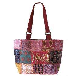 Cotton Maroon Sari Patchwork Shoulder Bag (India)  Overstock