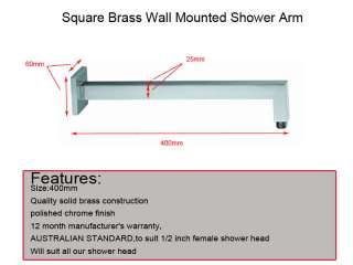 Square Brass Wall Mount Shower Arm  