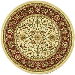   Collection Majestic Ivory/ Red Rug (53 Round)  Overstock
