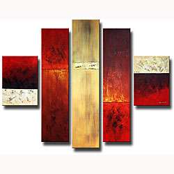Hand painted Ivory Red Canvas Art Set  Overstock