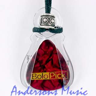 Bolo Tribal Silver Bead Guitar Pick Necklace Clear Pick Holder  