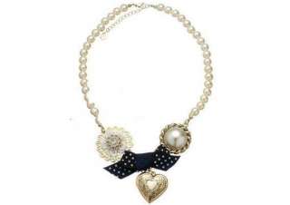 Ladys Fashion Heart Flower Pearl Beautiful Necklace  