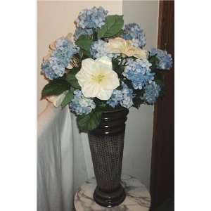  Brilliant Blue Silk Hydrangea Floral Arrangement
