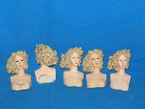 MOLDED RESIN DOLL HEADS for ANGELS or DOLLS LOT of 5  
