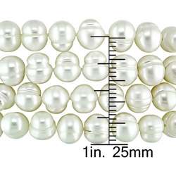 White Freshwater Pearl Elastic Bracelets (Set of 4)  