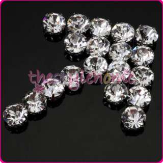 40X 8mm Loose Faceted Sew On shiny Rhinestone Beads bags clothes 