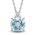 10k White Gold Blue Topaz and Diamond Necklace MSRP $209 