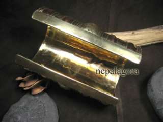   WIDE BOHO CUFF Brass copper tone bangle emboss bracelet Indian jewelry