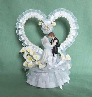 Calla Lily/Heart/Bride & Groom WeddingCake Topper  