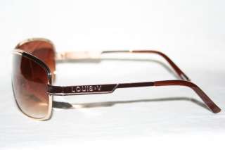 Louis V Eyewear Sunglasses luxury Metal frame Shield Brown Gold Shades 