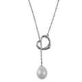 DaVonna Sterling Silver Freshwater Pearl Lariat Necklace  Overstock 
