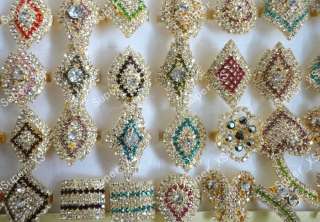 wholesale jewelry lots 30pcs full of rhinestones gold plated Rings 