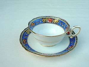 English Porcelain Teacup & Saucer Court China pattern no. 7419 Blue 