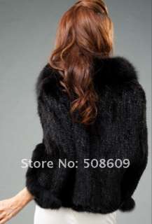 NEW Real Knitted MINK Fur Coat Jacket cape Poncho Spring sexy top 