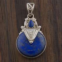 Sterling Silver Lapis Lazuli Pendant (India)  Overstock