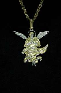 Angel W/Halo Religious Cut Coin Pendant Necklace 7/8  