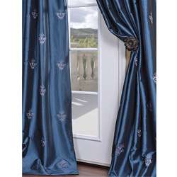 Trophy Azul Embroidered Faux Silk 84 inch Curtain Panel  Overstock 