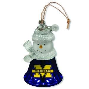 Pack of 3 NCAA Michigan Wolverines Snowman Bell Christmas Ornaments 2 