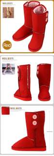 Button Middle Faux Sheepskin Winter Snow Womens Boots  