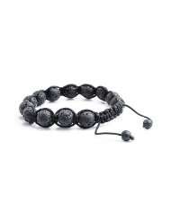 10MM Lava Rock W/ Black Stirng Adjustable Unisex Bead Bracelet