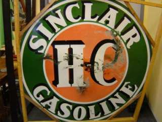 Sinclair HC Porcelain Gas Sign Two Sided   Sign 6ft   Circa 30s 