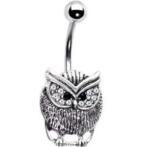  Crystalline Jeweled Eye Owl Belly Ring: Jewelry