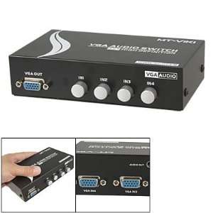  PC Monitoring 4 In 1 Out VGA Ports Audio Switch Box Blk: Electronics