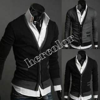 New Fashion Mens Slim Premium Stylish Mock Pockets Knit Coat Cardigan 