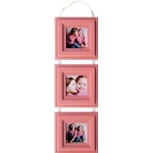 Baby Picture Frames Set  Three 5x5 Pink Frames on Hanging 