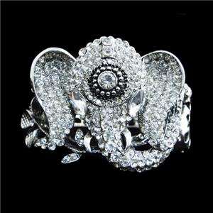 Retro Elephant Flower Bracelet Bangle Swarovski Crystal  