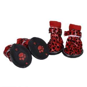  Pet Dog Boots Shoes Paw Covers Velcro Closure Leopard 