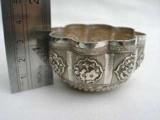 Beautiful little antique eastern solid silver shaped circular bowl 